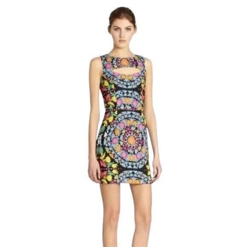 NWT Mara Hoffman Dress Size 8 Suzani Neon Geometric Print Cutout Colorful Beach - Picture 1 of 11
